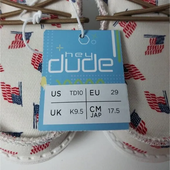 NWT Hey Dude Wally Americana Patriotic Slip On Sneaker Toddler Sz K10