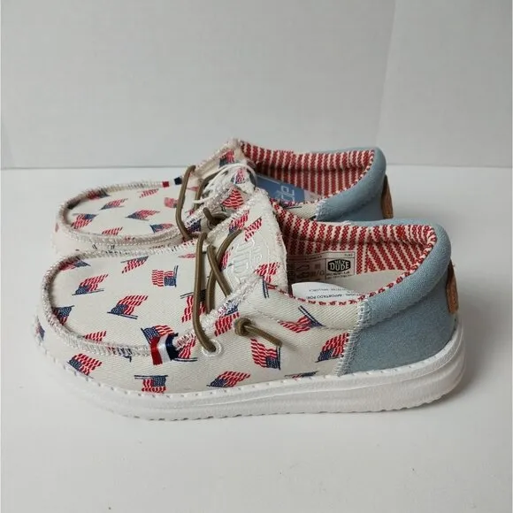 NWT Hey Dude Wally Americana Patriotic Slip On Sneaker Toddler Sz K10