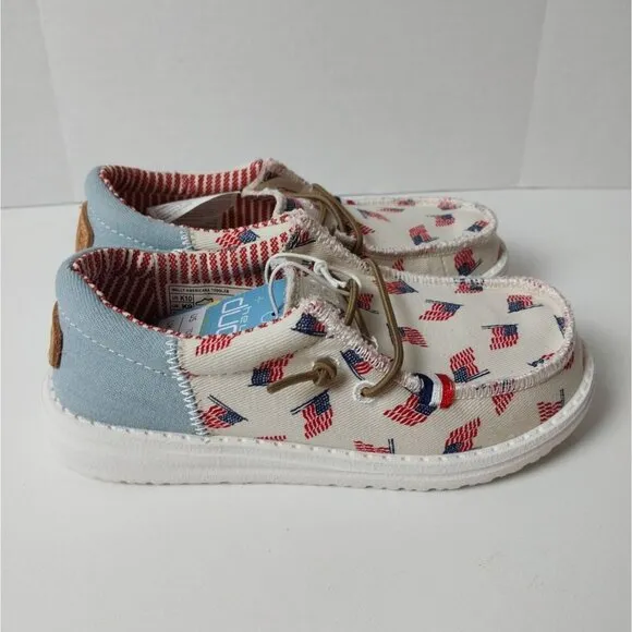 NWT Hey Dude Wally Americana Patriotic Slip On Sneaker Toddler Sz K10