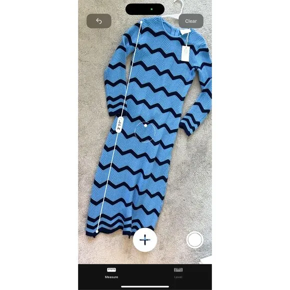 NWT HYACINTH HOUSE Cornflower Blue &amp; Navy Zig-Zag Stripe Callan Knit Midi Dress,