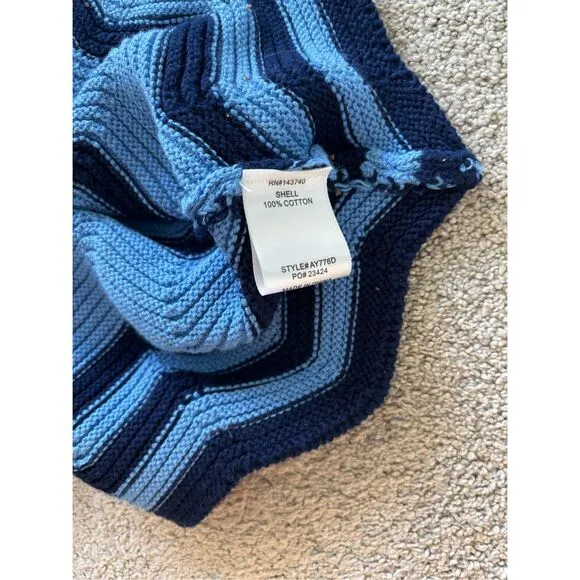 NWT HYACINTH HOUSE Cornflower Blue &amp; Navy Zig-Zag Stripe Callan Knit Midi Dress,