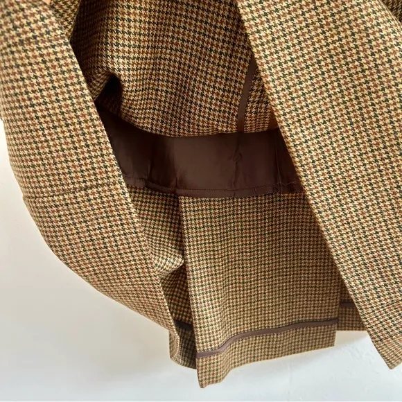NWT Ines de la Fressange Yona Wool Midi Skirt | Brown Houndstooth Classic