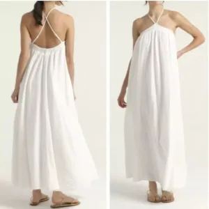 NWT J Crew Halter Maxi Dress in Resort White Soft Gauze Size M Retails $168