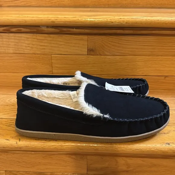 NWT J.Crew Men’s Navy Leather Loafers Winter Shoes Size 11