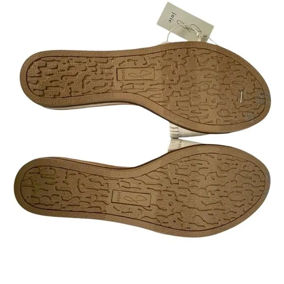 NWT Joie Eidel Canvas Ruffle Cream Flat Slide Sandals 9 Boho Bohemian Beachy