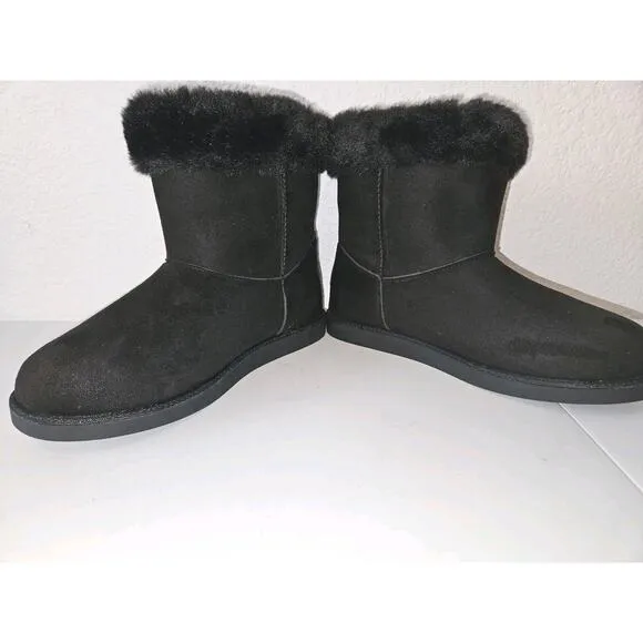 NWT! Juicy Couture Kodak Boots Girls Faux Fur With Bows Black Size 5M