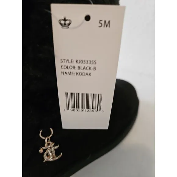 NWT! Juicy Couture Kodak Boots Girls Faux Fur With Bows Black Size 5M