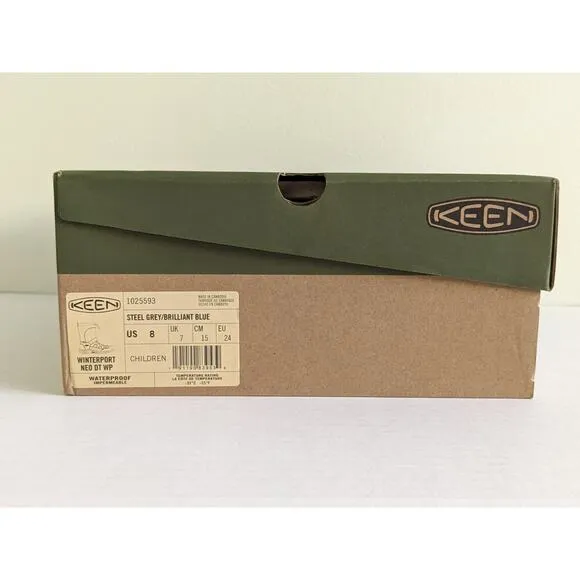 NWT Keen Winterport Neo DT Waterproof Boot Size 8 Steel Gray Brilliant Blue