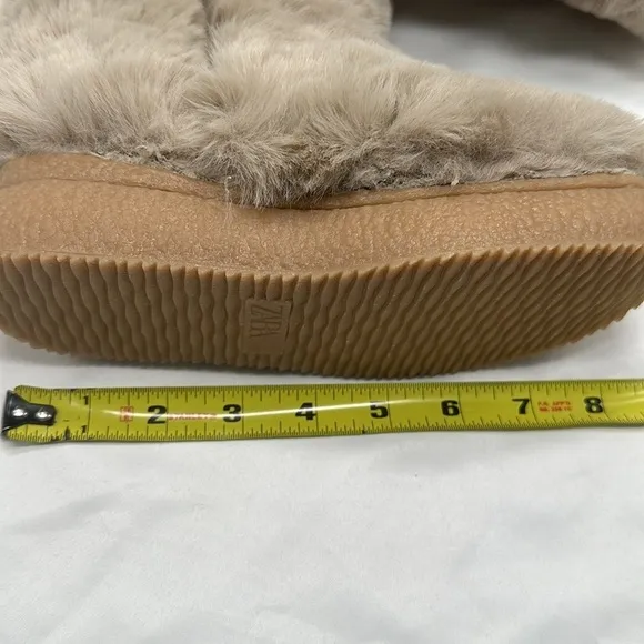 NWT Kids Zara Faux Fur Tall Boots Light Brown Beige Size 12 1/2
