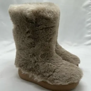 NWT Kids Zara Faux Fur Tall Boots Light Brown Beige Size 12 1/2