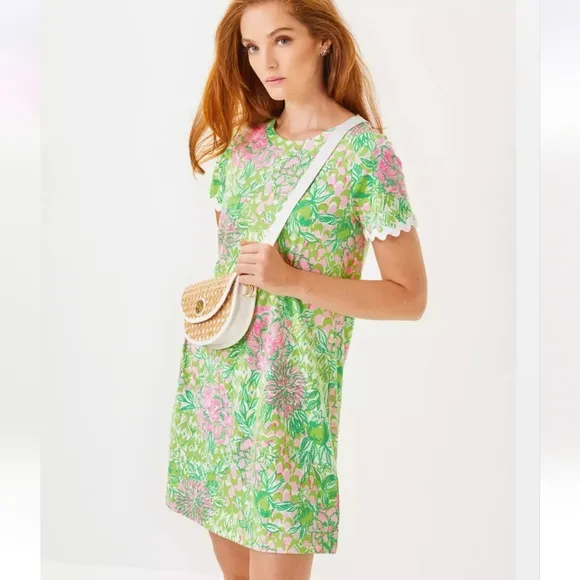 NWT Lilly Pulitzer Cody Short Sleeve Dress Color: Fauna Green Lime Feeling Good