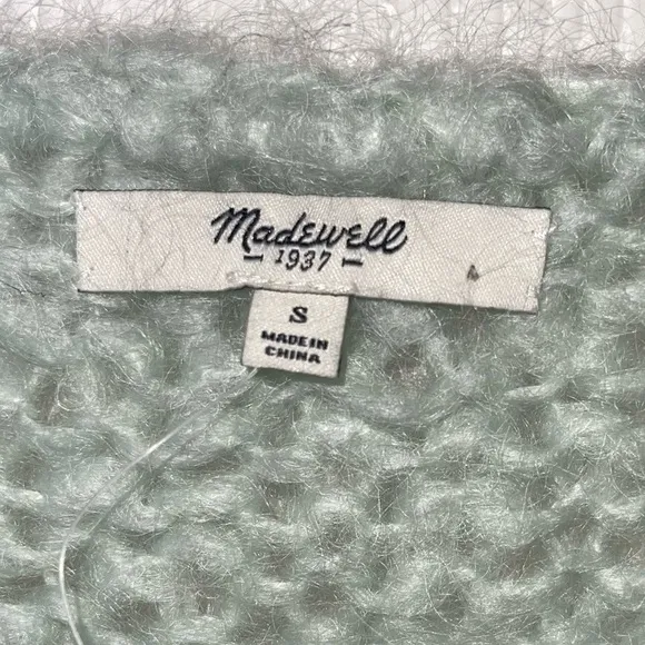 NWT MADEWELL Seafoam Mint Hand Knit Cloudloft Pullover Oversized Sweater Small
