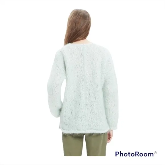 NWT MADEWELL Seafoam Mint Hand Knit Cloudloft Pullover Oversized Sweater Small