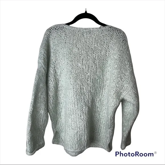 NWT MADEWELL Seafoam Mint Hand Knit Cloudloft Pullover Oversized Sweater Small