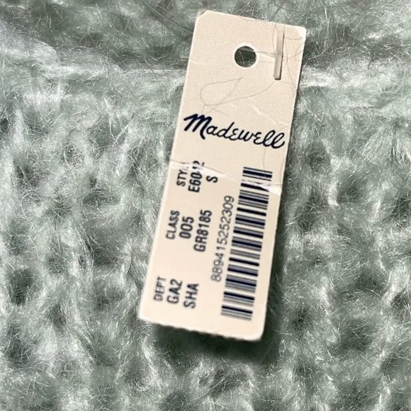 NWT MADEWELL Seafoam Mint Hand Knit Cloudloft Pullover Oversized Sweater Small