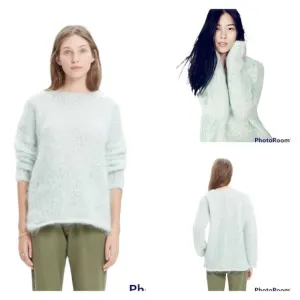 NWT MADEWELL Seafoam Mint Hand Knit Cloudloft Pullover Oversized Sweater Small