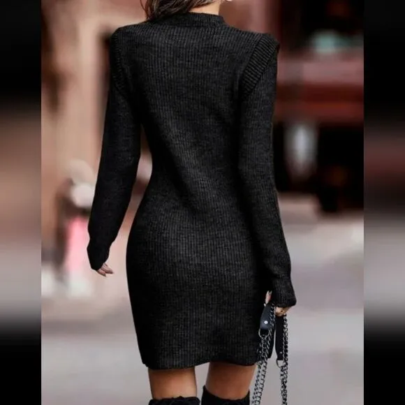 NWT Mini Ribbed Knit Sweater Dress Boutique