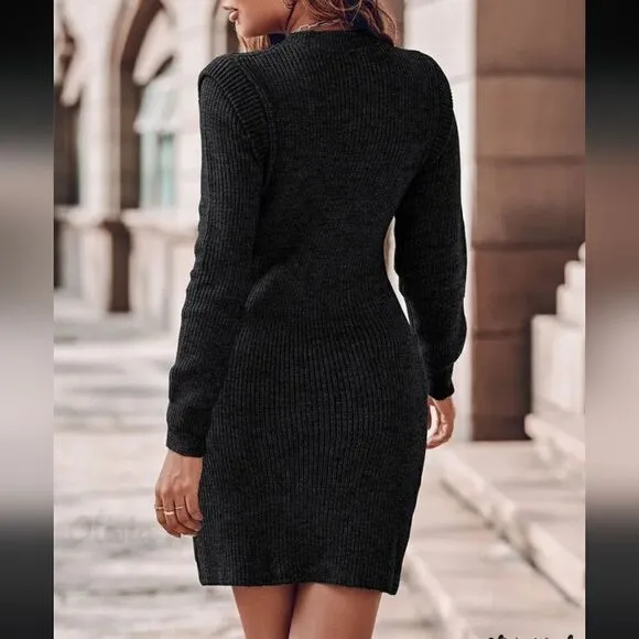 NWT Mini Ribbed Knit Sweater Dress Boutique
