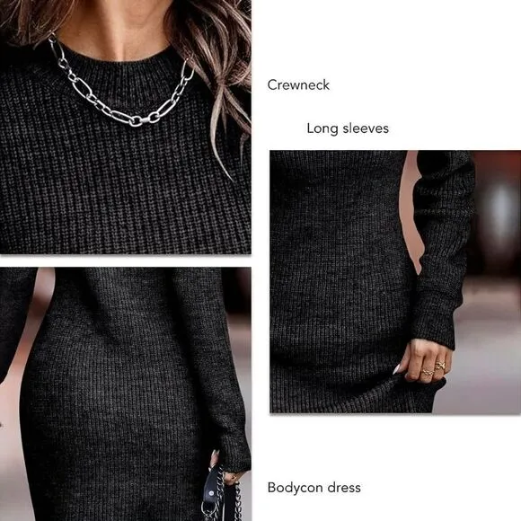NWT Mini Ribbed Knit Sweater Dress Boutique