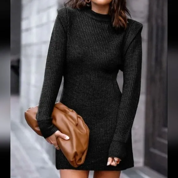 NWT Mini Ribbed Knit Sweater Dress Boutique