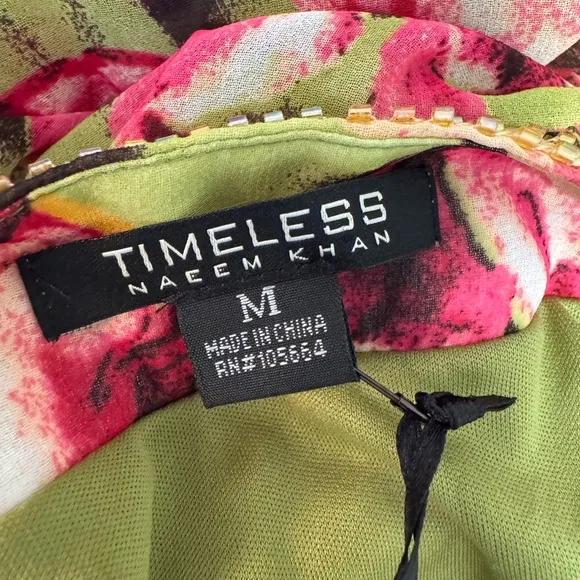 NWT! Naeem Khan Pink and Green Floral Dolman Sleeve Sundress