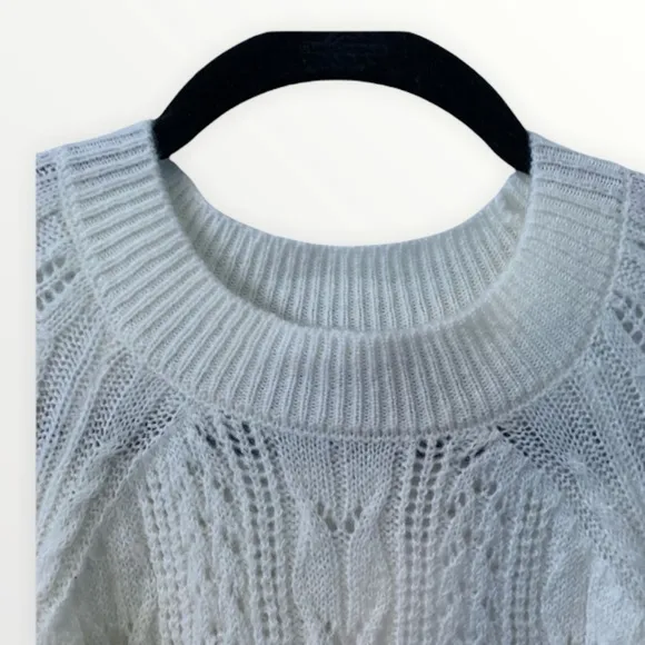 NWT O.P.T. x REVOLVE Cream Cable Knit Balloon Sleeve Pullover Sweater, Size M