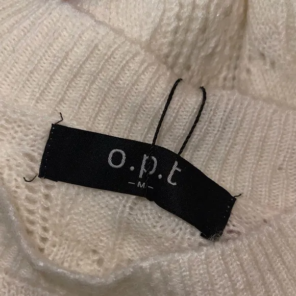 NWT O.P.T. x REVOLVE Cream Cable Knit Balloon Sleeve Pullover Sweater, Size M
