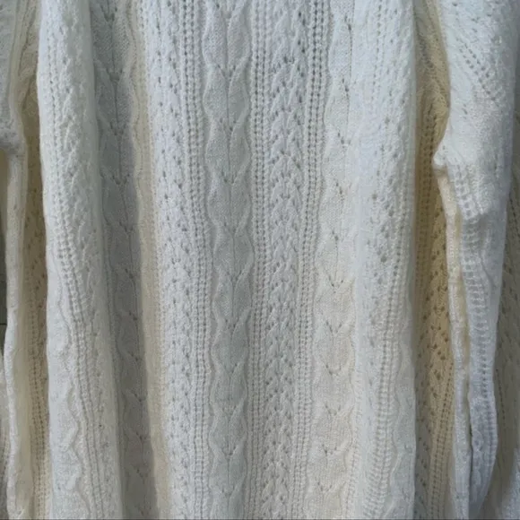 NWT O.P.T. x REVOLVE Cream Cable Knit Balloon Sleeve Pullover Sweater, Size M