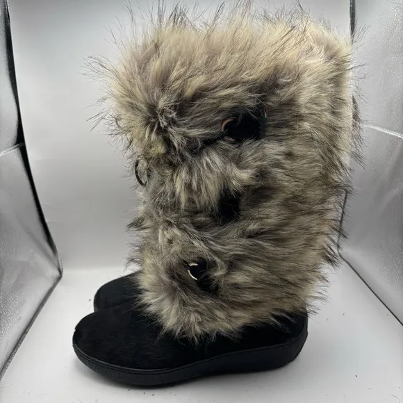 NWT Oscar Sport Tall Faux-Fur Boots Black Winter Boots Size 40