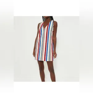 NWT Pomander Place Stripe Kira Dress M 100% Cotton Patriotic Style Retail: $128