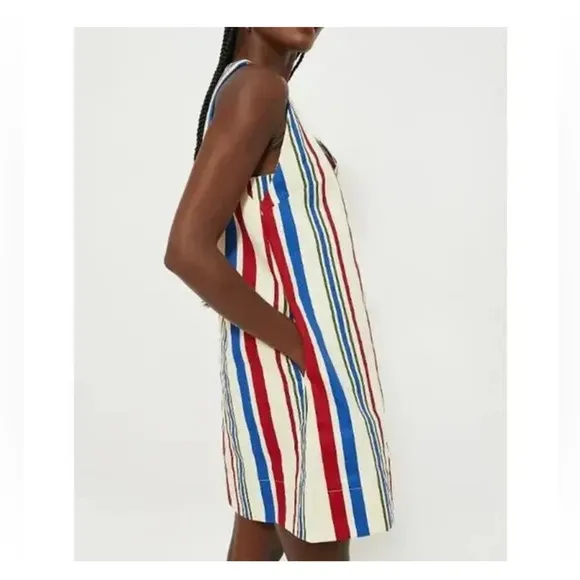 NWT Pomander Place Stripe Kira Dress M 100% Cotton Patriotic Style Retail: $128