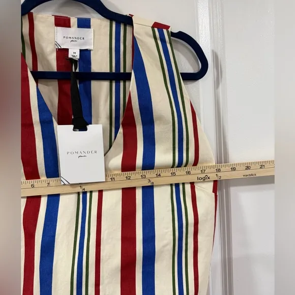 NWT Pomander Place Stripe Kira Dress M 100% Cotton Patriotic Style Retail: $128
