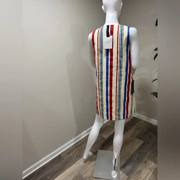 NWT Pomander Place Stripe Kira Dress M 100% Cotton Patriotic Style Retail: $128