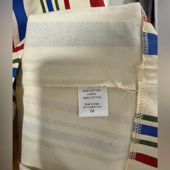 NWT Pomander Place Stripe Kira Dress M 100% Cotton Patriotic Style Retail: $128