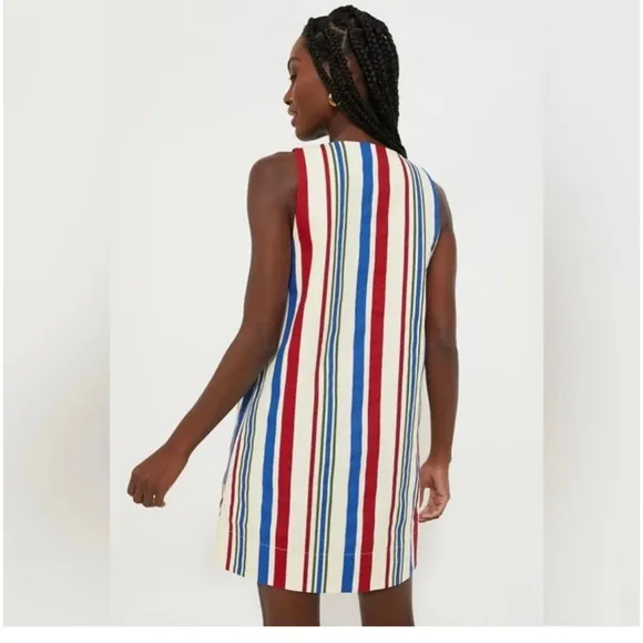 NWT Pomander Place Stripe Kira Dress M 100% Cotton Patriotic Style Retail: $128