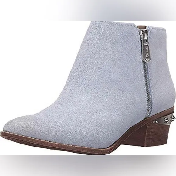 NWT SAM EDELMAN ”Holt” Baby Blue REAL Suede Leather Studded Booties / Boots