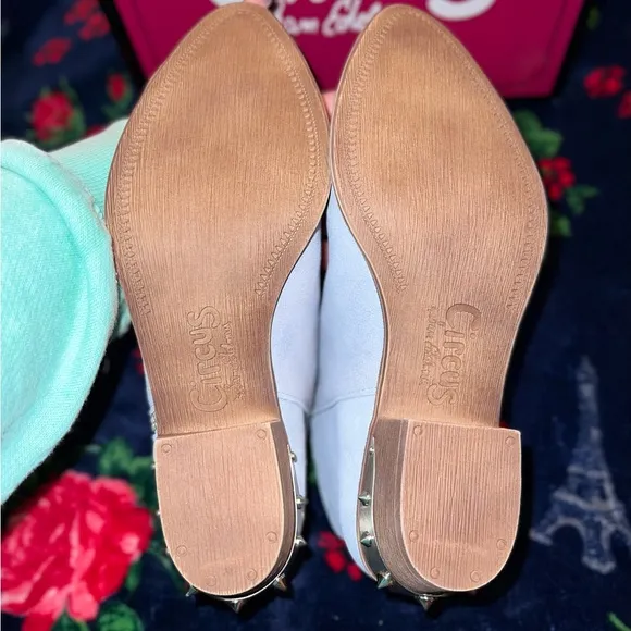 NWT SAM EDELMAN ”Holt” Baby Blue REAL Suede Leather Studded Booties / Boots