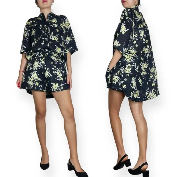 NWT SHONA JOY Goldie Linen Shirt &amp; Short Set Size US 4