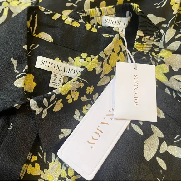 NWT SHONA JOY Goldie Linen Shirt &amp; Short Set Size US 4