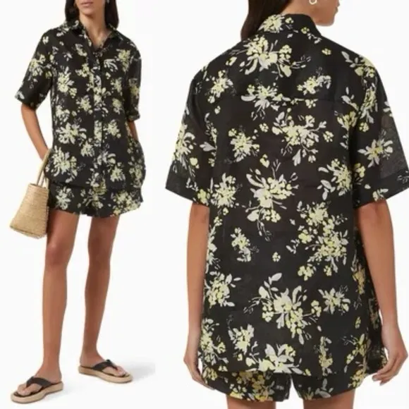 NWT SHONA JOY Goldie Linen Shirt &amp; Short Set Size US 4