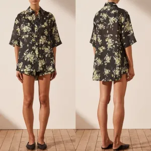 NWT SHONA JOY Goldie Linen Shirt &amp; Short Set Size US 4