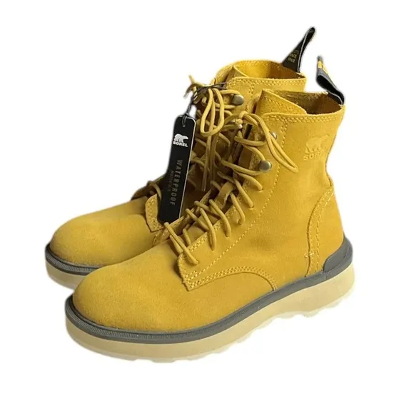 NWT Sorel Hi-Line Lace Boots Geo Yellow 5