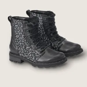 NWT Sorel Lennox Lace Cozy leather tweed fur lined waterproof boots, 6 leather