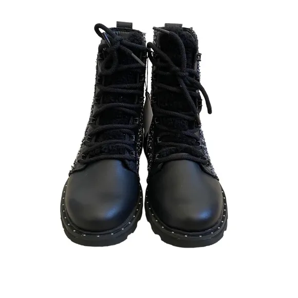 NWT Sorel Lennox Lace Cozy leather tweed fur lined waterproof boots, 6 leather
