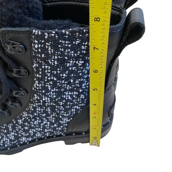 NWT Sorel Lennox Lace Cozy leather tweed fur lined waterproof boots, 6 leather