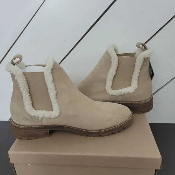 NWT Steve Madden Leopold-F Tan Suede Water Resistant Women's Ankle Boots Size 11
