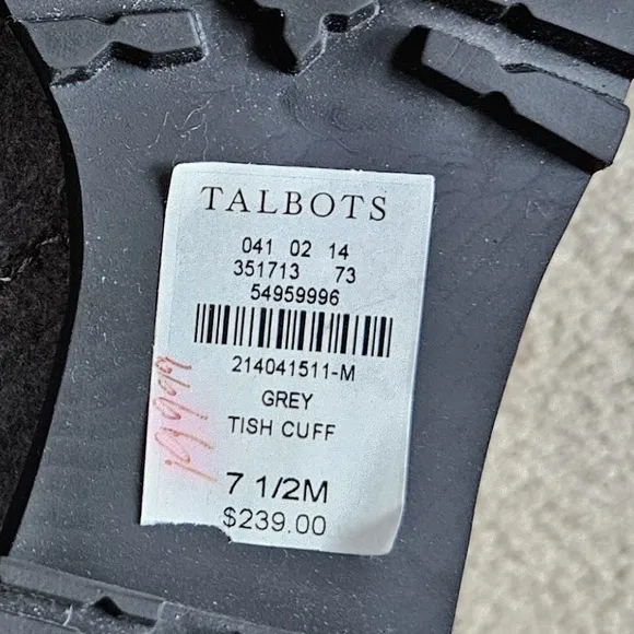 NWT Talbots Tish Buckle Faux Fur Trim Flannel Ankle Boots Grey Gray Women's 7.5