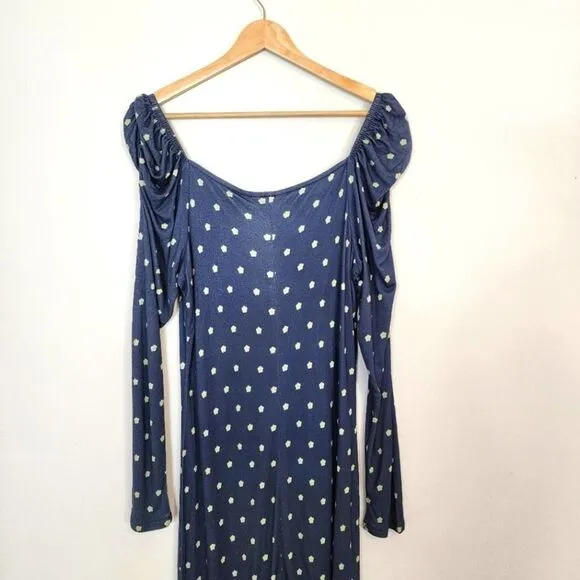 NWT Ted Baker Meegwin Ditsy Spot Jersey Midi Side Slit Stretch Dress  8-10 Or 3