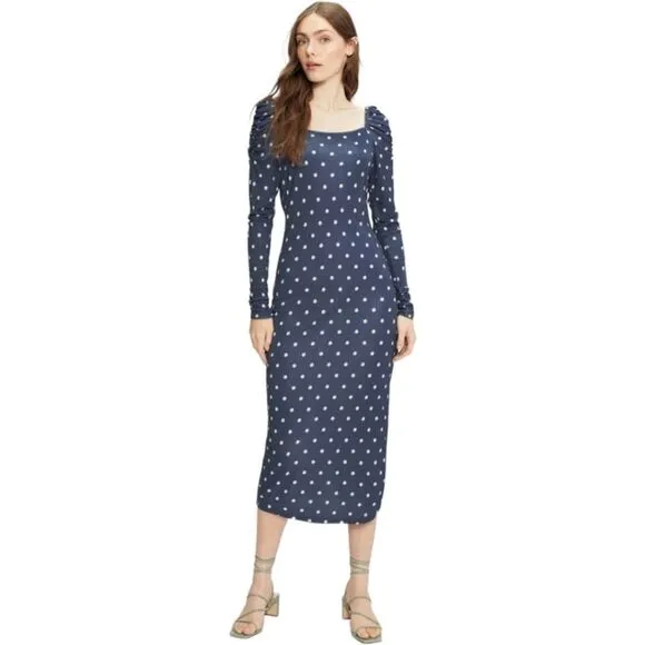NWT Ted Baker Meegwin Ditsy Spot Jersey Midi Side Slit Stretch Dress  8-10 Or 3