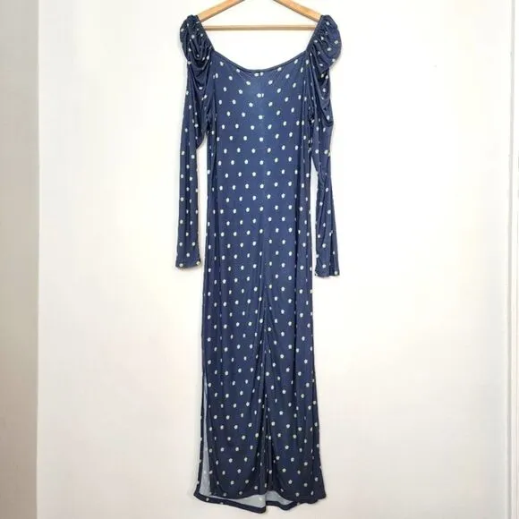 NWT Ted Baker Meegwin Ditsy Spot Jersey Midi Side Slit Stretch Dress  8-10 Or 3